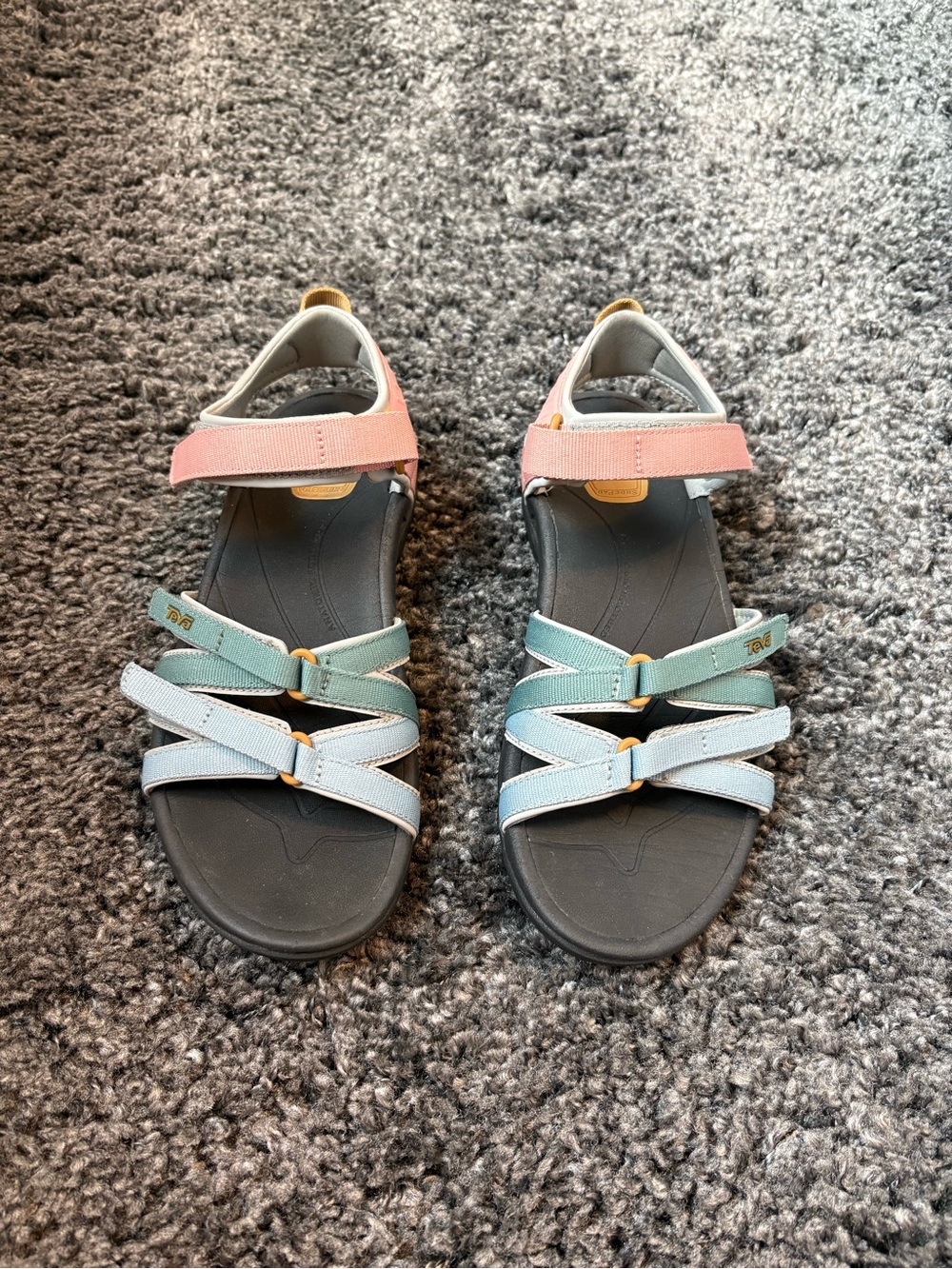 Teva Women’s Multi-Color Strap Sandals — Pink, Mint & Light Blue